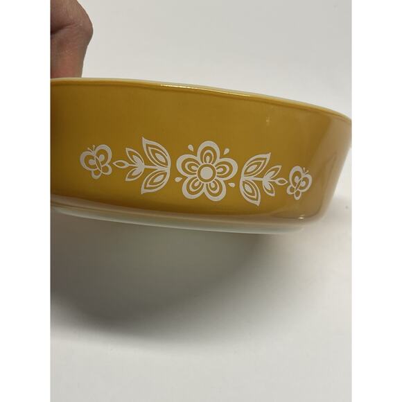 Vintage Pyrex Butterfly Gold Casserole Dish 471 With Lid 1 Pint - Picture 10 of 13